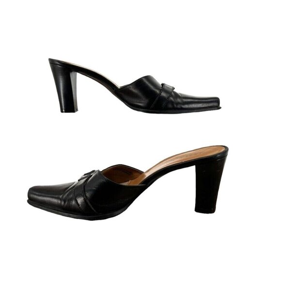 GAMA Studio Made in Italy Leather Mules Heels Black -Size 6.5B - Picture 3 of 7